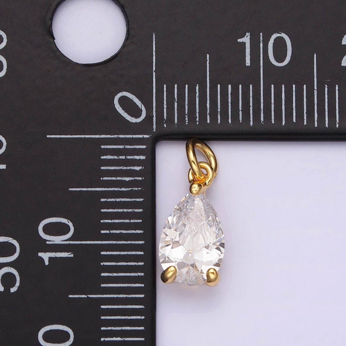 24K Gold Filled Clear Teardrop CZ Bezel Add-On Charm | AC877