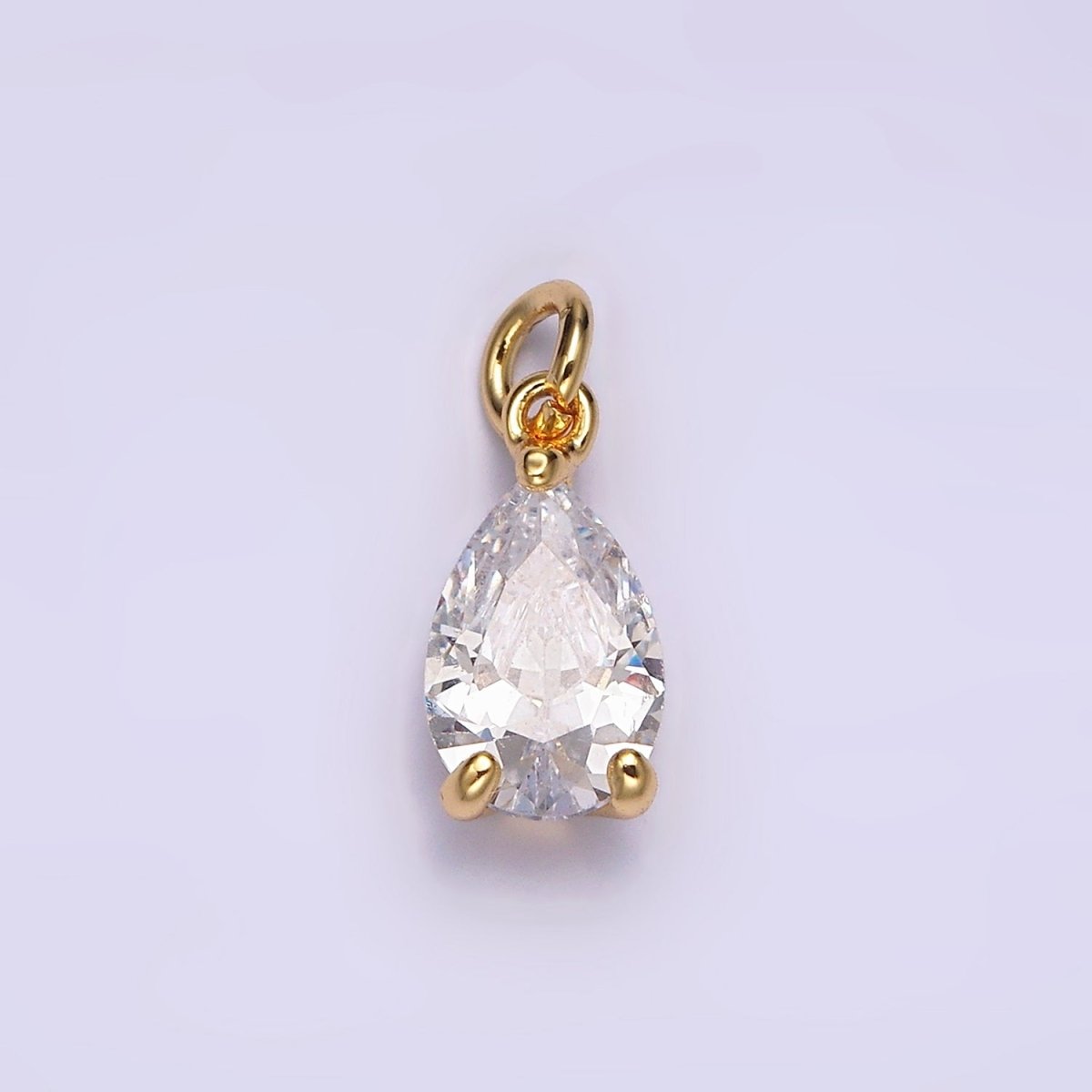 24K Gold Filled Clear Teardrop CZ Bezel Add-On Charm | AC877