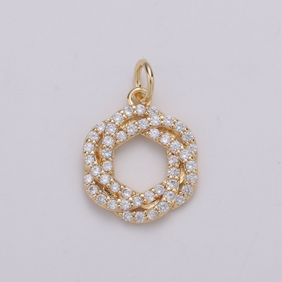 24K Gold Filled Cluster CZ Wreath of Eternity Charm, Micro Pave CZ Circle Pendant , Gold Filled Pendant, For DIY Jewelry, Rose Gold C-829