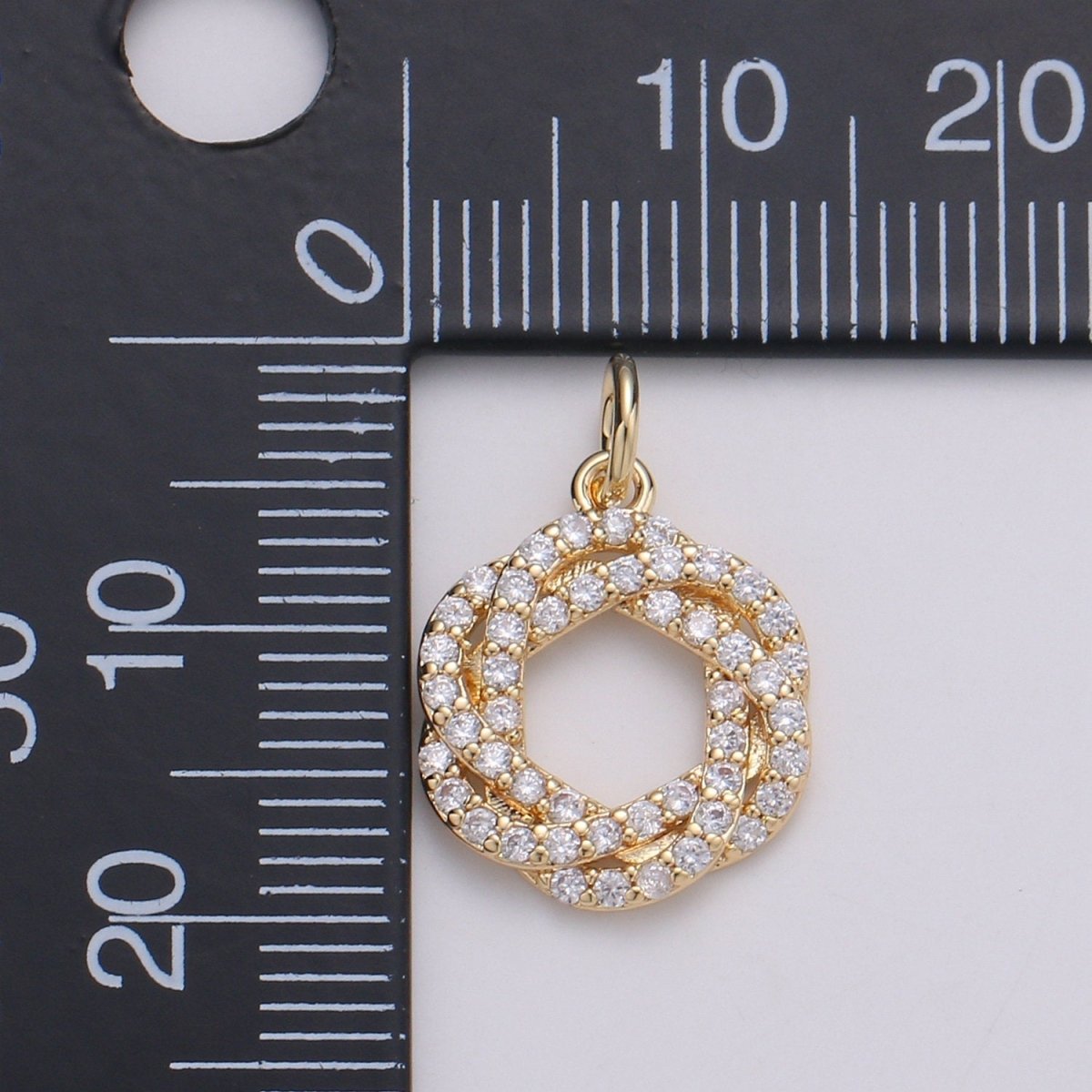 24K Gold Filled Cluster CZ Wreath of Eternity Charm, Micro Pave CZ Circle Pendant , Gold Filled Pendant, For DIY Jewelry, Rose Gold C-829