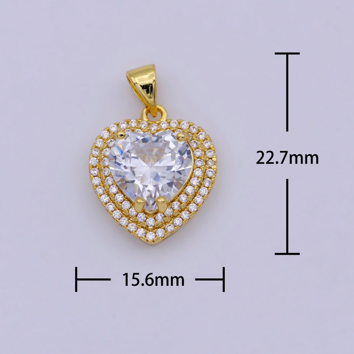 24K Gold Filled Crystal Heart Pendants  I-733