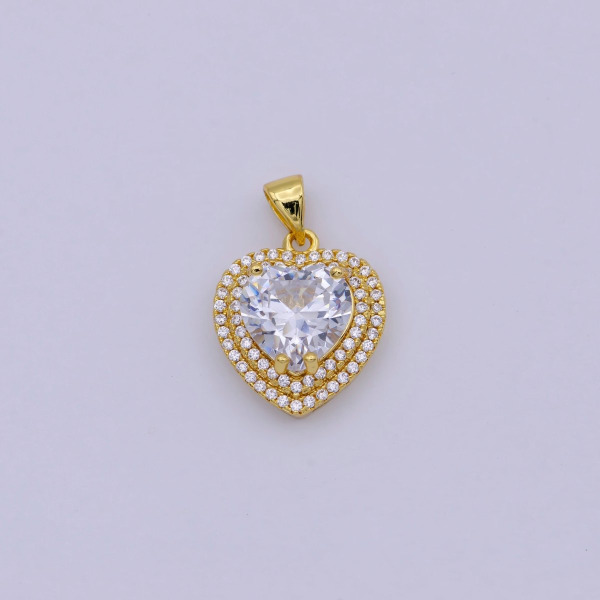 24K Gold Filled Crystal Heart Pendants  I-733