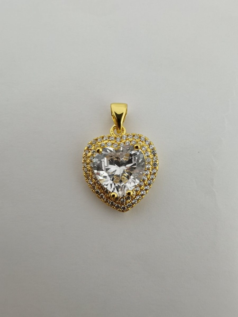 24K Gold Filled Crystal Heart Pendants  I-733