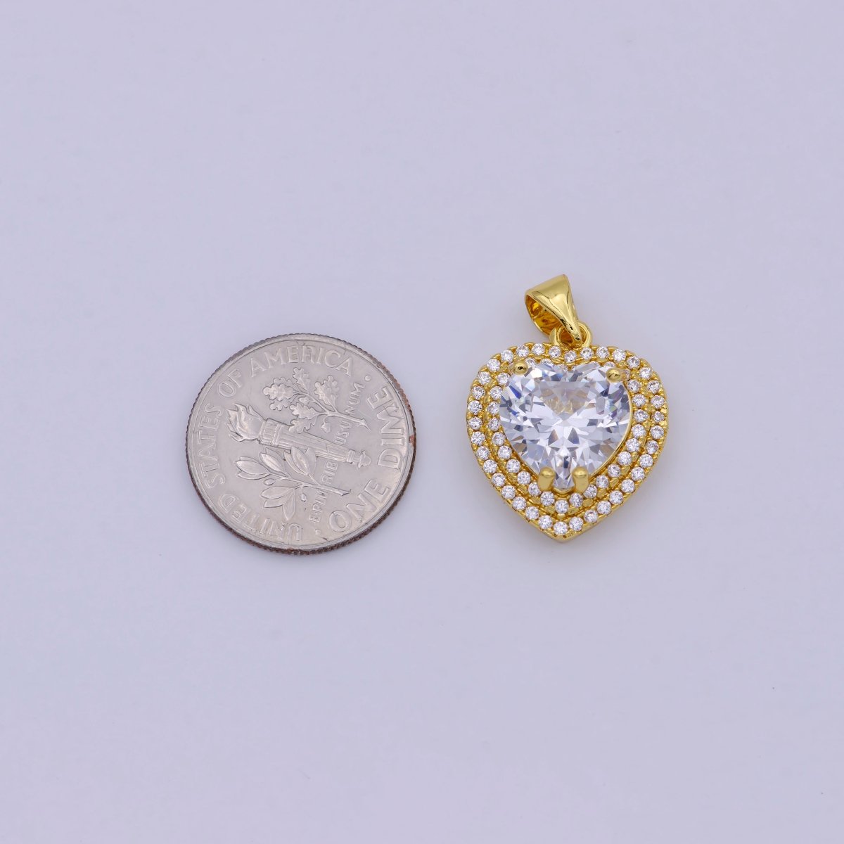 24K Gold Filled Crystal Heart Pendants  I-733