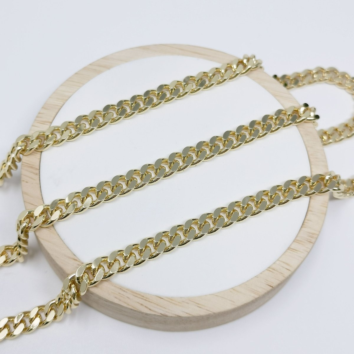 24K Gold Filled Cuban CURB Chain Sold By Yard, Cuban Link Chain for Necklace Bracelet Anklet Supply 8mm Wide Chain for Jewelry Making | ROLL-398 Clearance Pricing
