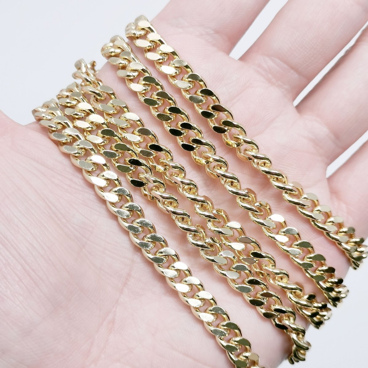 24K Gold Filled Cuban CURB Chain Sold By Yard, Cuban Link Chain for Necklace Bracelet Anklet Supply 8mm Wide Chain for Jewelry Making | ROLL-398 Clearance Pricing