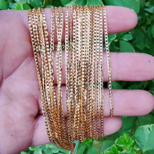 24K Gold Filled Cuban Curb Link Chain, 17.4 Inch Gold Curb Necklace, Dainty 2.6mm Curb Necklace w/ Lobster Clasps | CN-934  Clearance Pricing