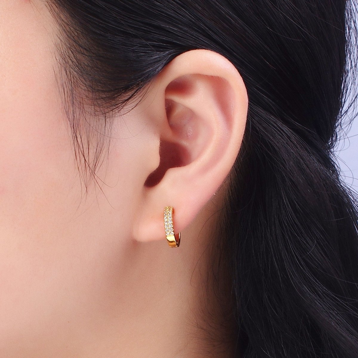 24k Gold Filled Cubic Zirconia Hoops Earrings Minimalist Gold Hoops Diamond Micro Pave CZ Dainty Gold Hoops P-240 P-241