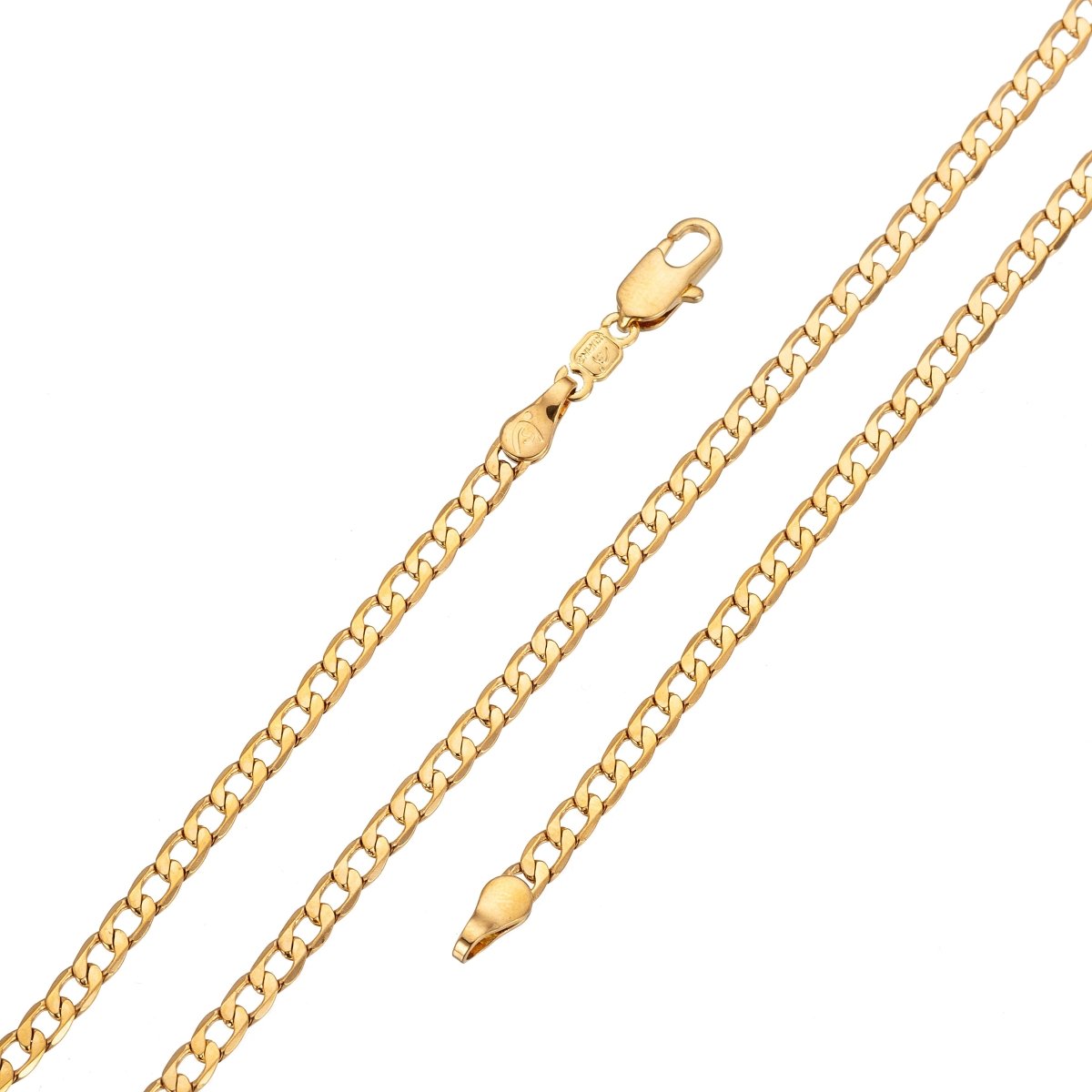 24K Gold Filled Curb Chain Necklace, 19.5 inch Finished Necklace For Jewelry Making, Dainty 2.6mm Curb Necklace w/ Lobster Clasps | CN-292  Clearance Pricing