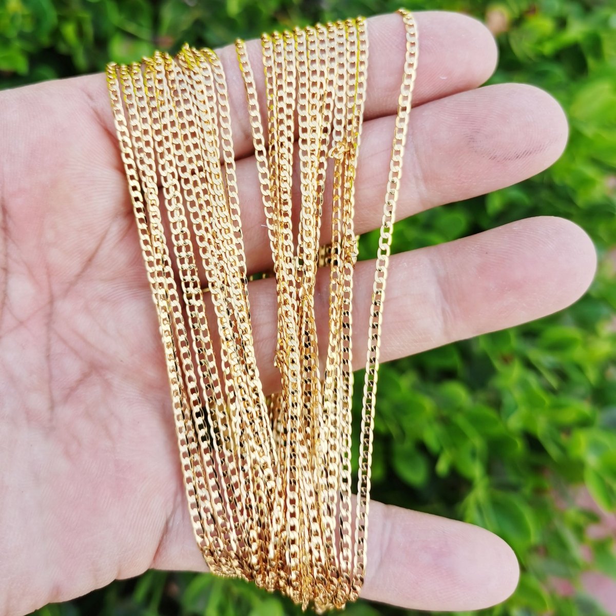 24K Gold Filled Curb Chain Necklace, 19.8 Inch Layering Curb Chain Necklace, Dainty 2mm Curb Necklace w/ Lobster Clasps | CN-871  Clearance Pricing