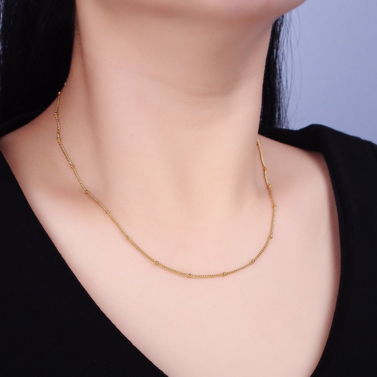OS 24K Gold Filled Curb Chain With Gold Beads For Wholesale Necklace Dainty Satellite Chain Jewelry Making Supplies | WA-1845 WA-1846 Clearance Pricing