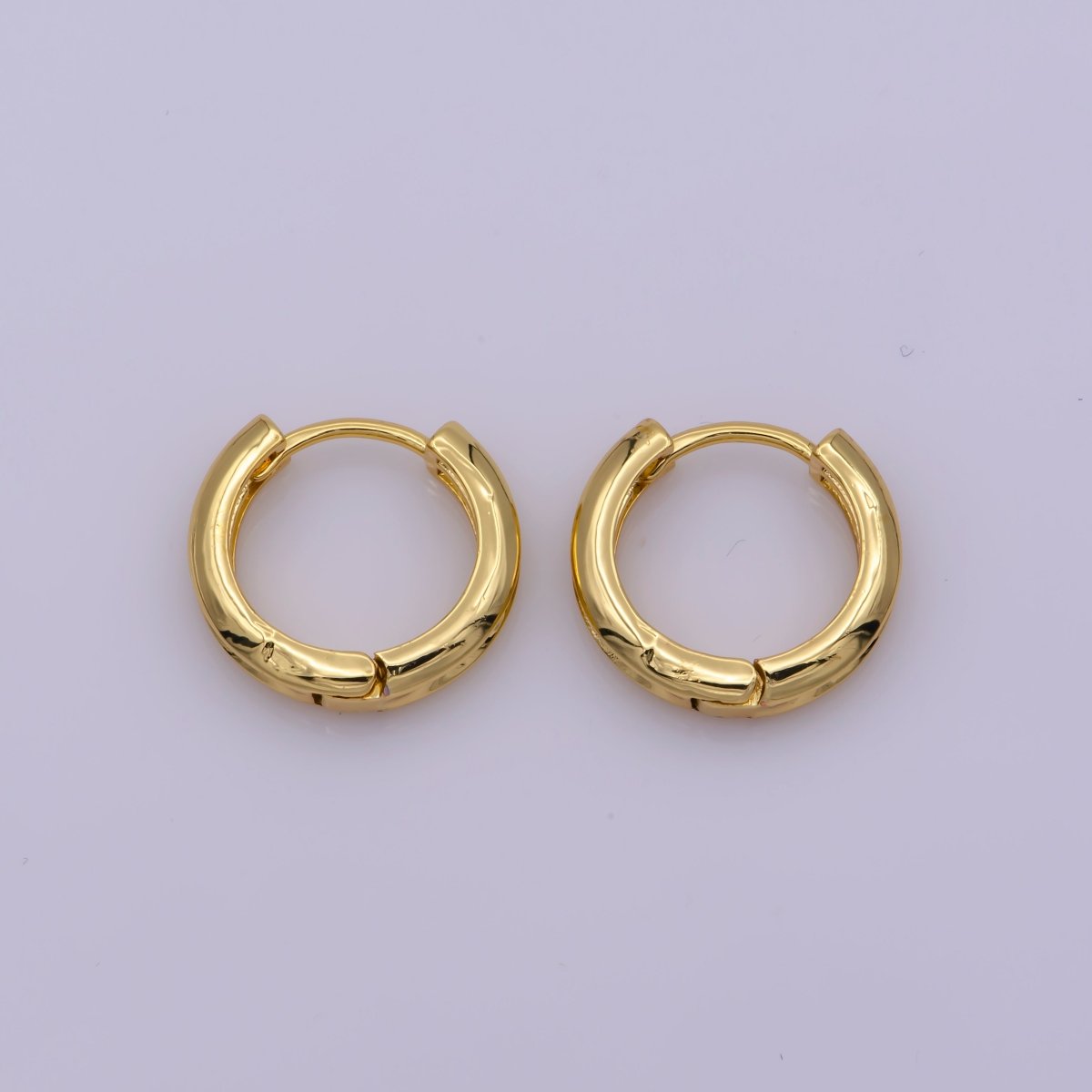 24K Gold Filled Curved 16.2mm Huggie Hoop Geometric Earrings | AB-1163