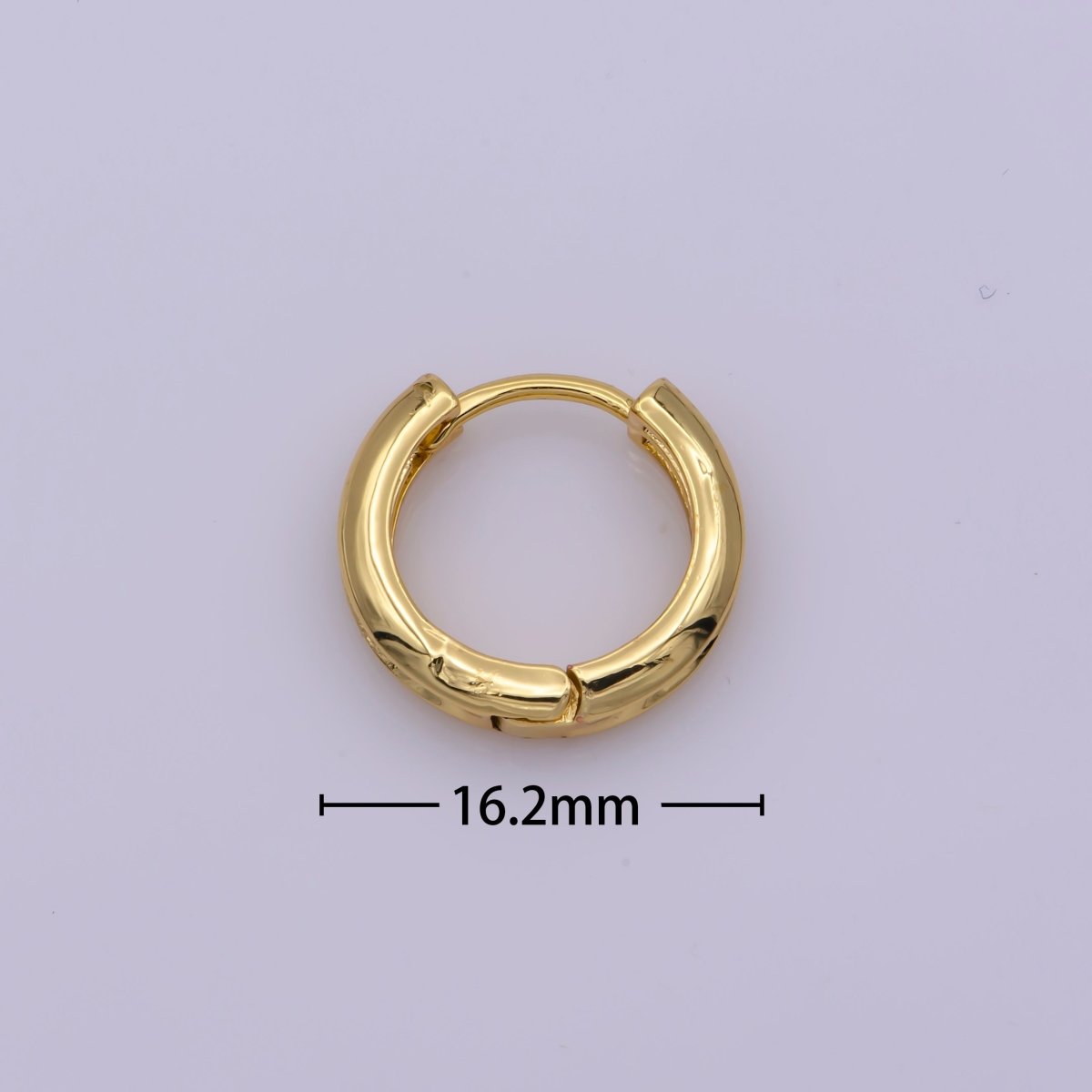 24K Gold Filled Curved 16.2mm Huggie Hoop Geometric Earrings | AB-1163