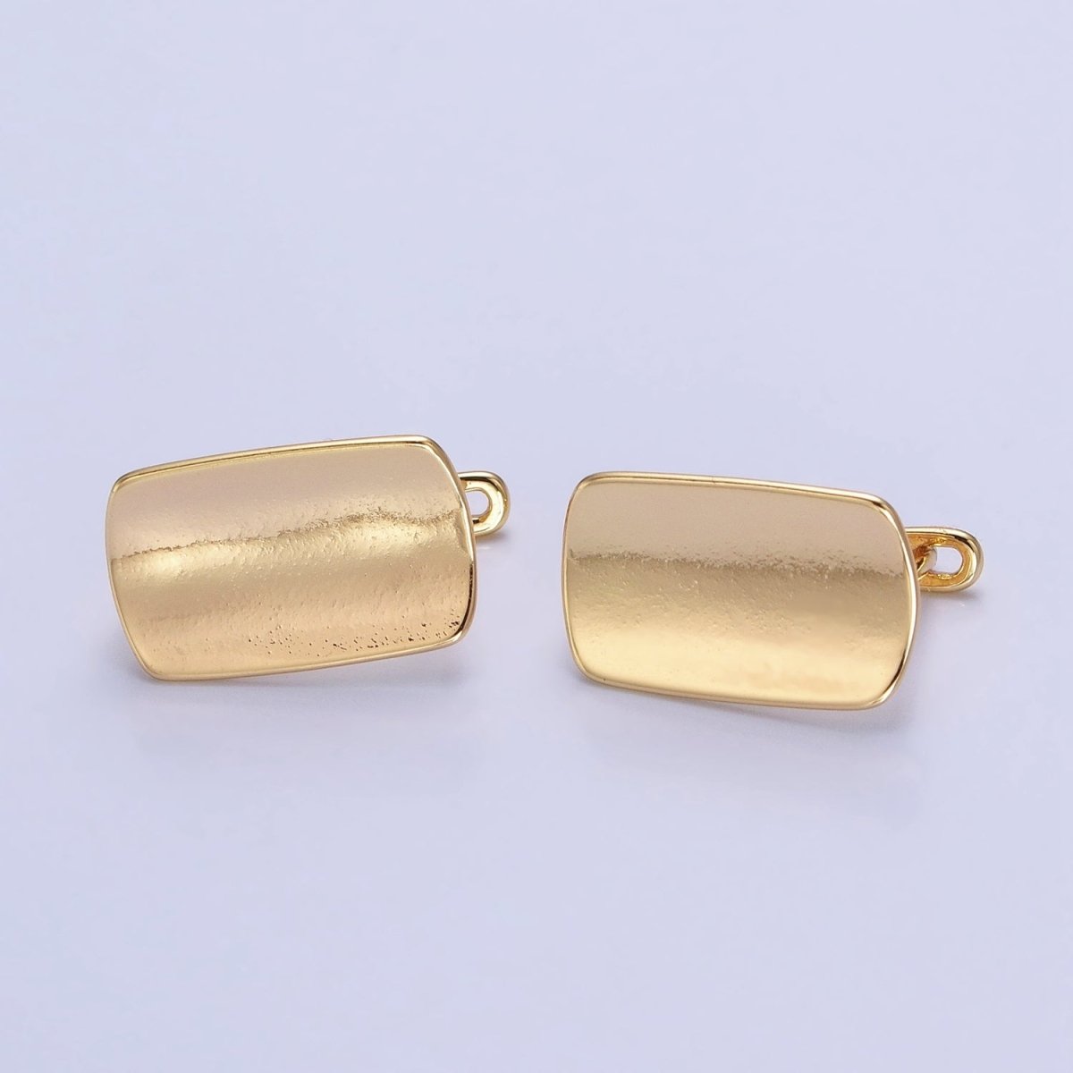 24K Gold Filled Curved Oblong Rectangular Open Loop English Lock Earrings Supply in Silver & Gold | Z-198 Z-333