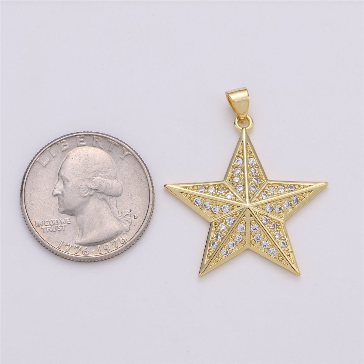24K Gold Filled Cute Celestial Star Pendant with Micro Pave Cubic Zirconia CZ Stone for Necklace or Bracelet I-575
