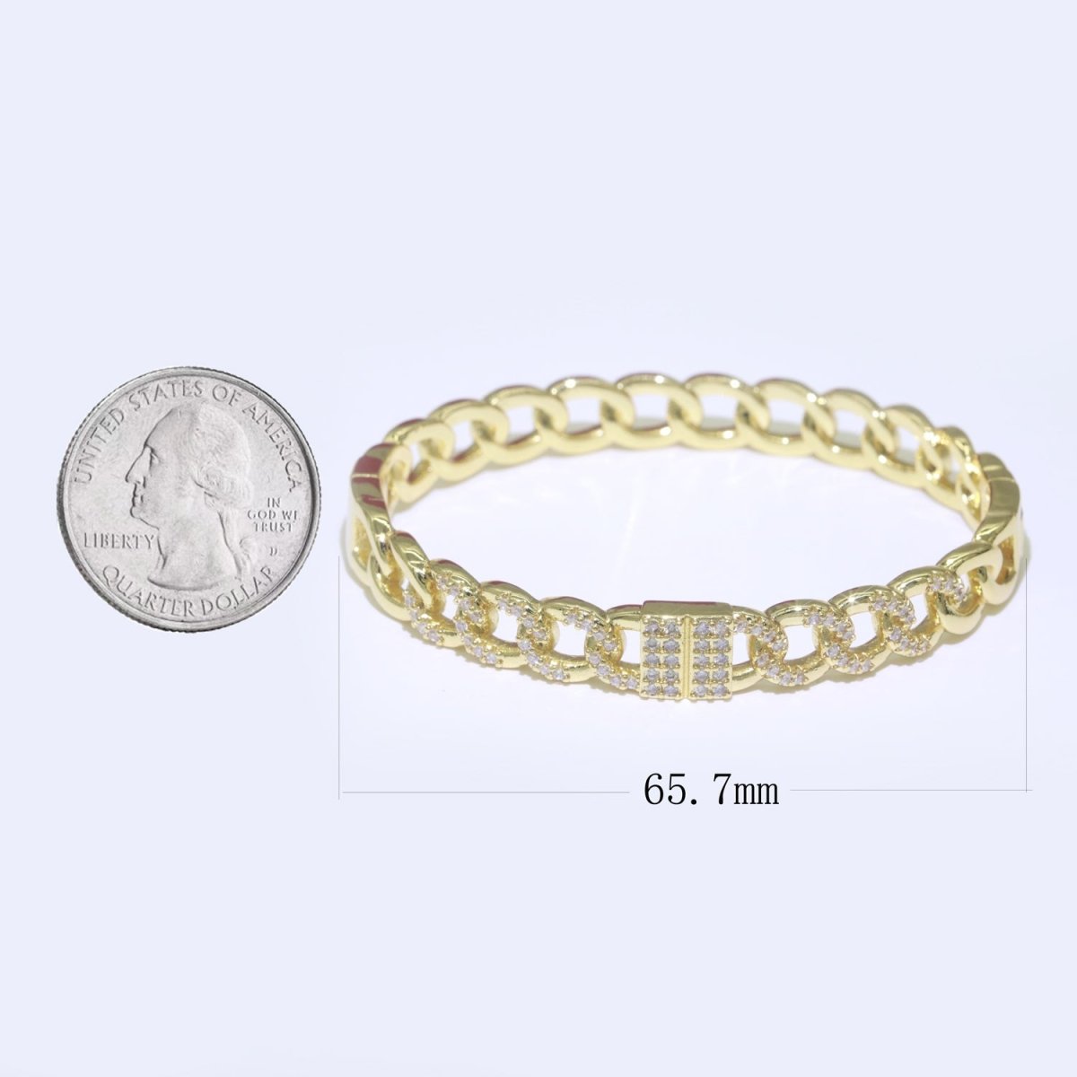 24K Gold Filled CZ Curb Cable Chain Link Bracelet Stackable Jewelry | WA-069 Clearance Pricing