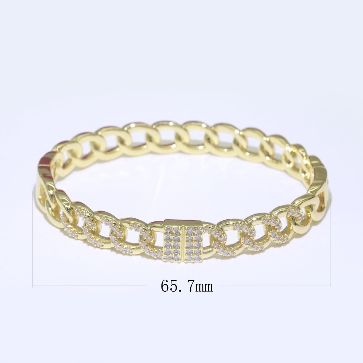 24K Gold Filled CZ Curb Cable Chain Link Bracelet Stackable Jewelry | WA-069 Clearance Pricing
