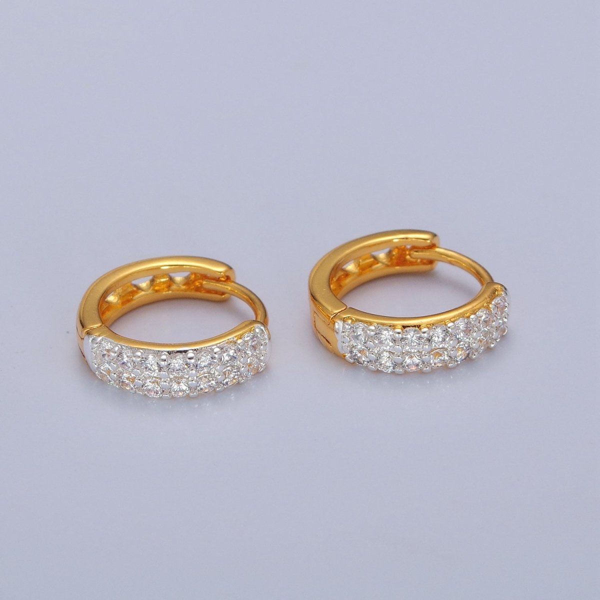 24K Gold Filled CZ Hoop Earrings Small Lever Back Huggie Hoop Earrings-Dainty CZ Earrings T-455