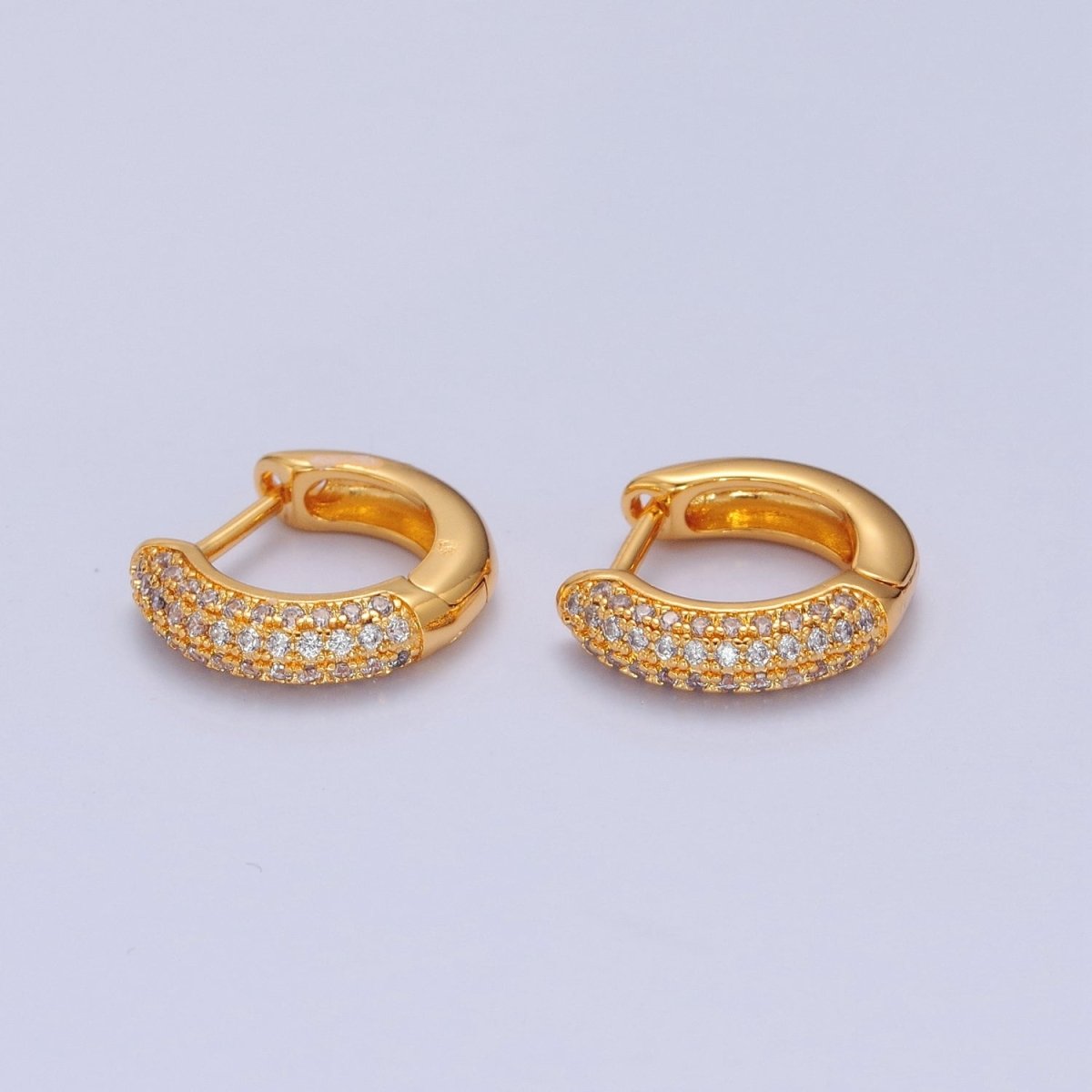 24K Gold Filled CZ Hoop Earrings Small Lever Back Huggie Hoop Earrings-Dainty CZ Earrings T-456