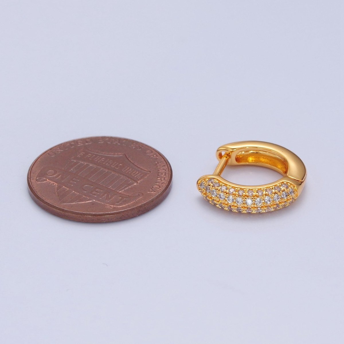 24K Gold Filled CZ Hoop Earrings Small Lever Back Huggie Hoop Earrings-Dainty CZ Earrings T-456