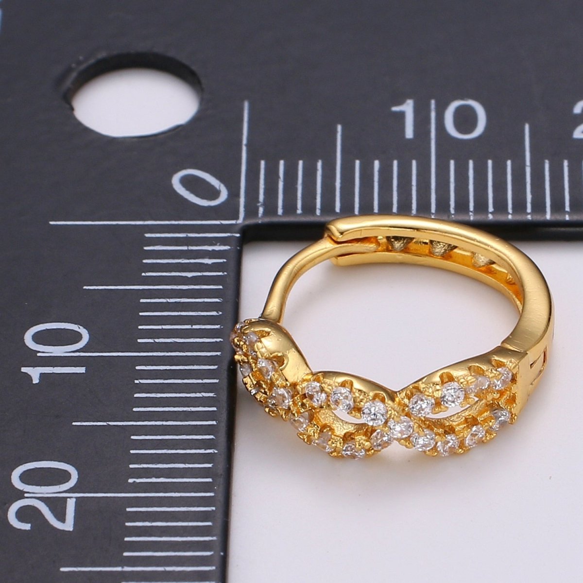 24K Gold Filled CZ Infinity Hoop Earrings, Micro Pave Cartilage Huggie Hoop Earrings, Lever back Earrings, Hypoallergenic Q-504
