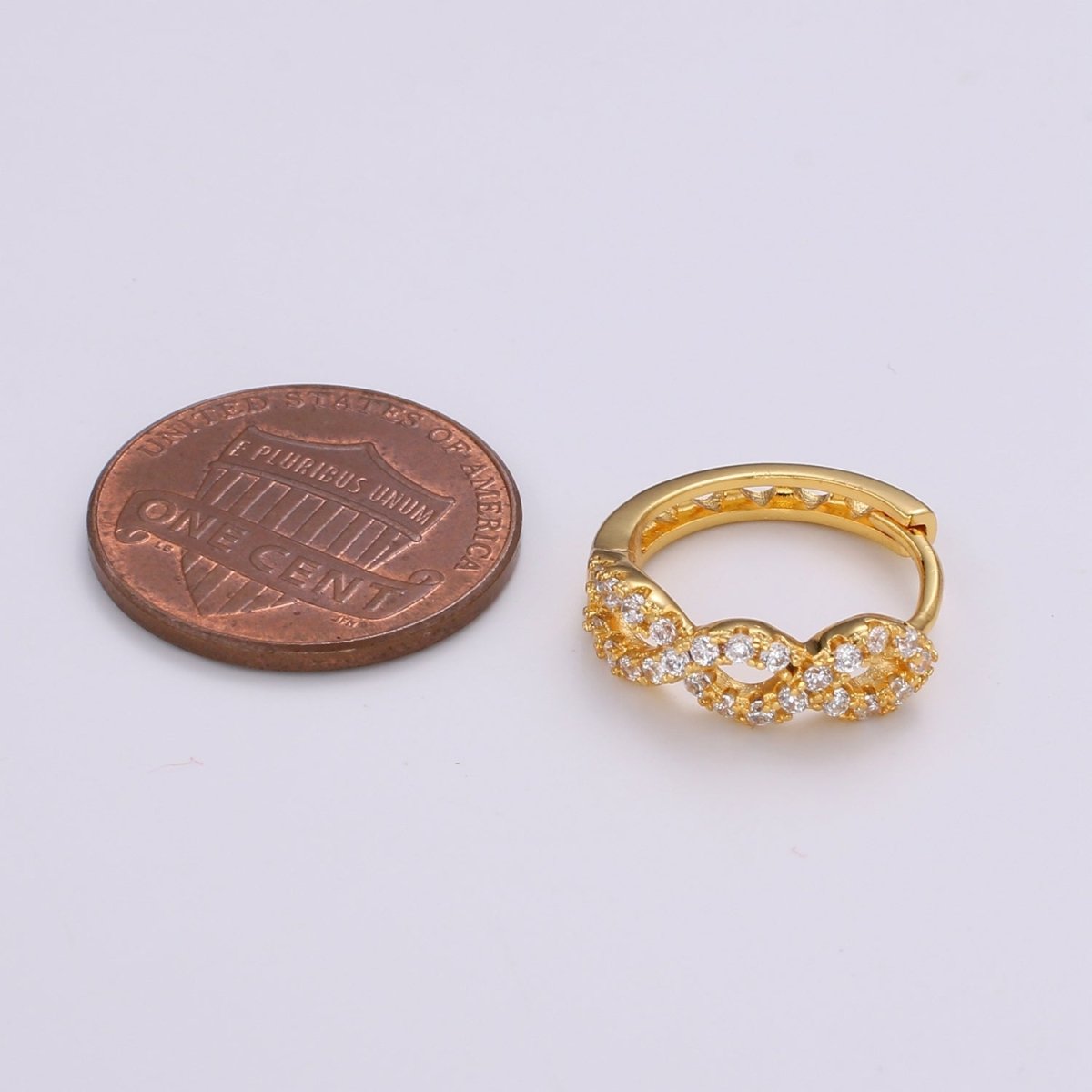24K Gold Filled CZ Infinity Hoop Earrings, Micro Pave Cartilage Huggie Hoop Earrings, Lever back Earrings, Hypoallergenic Q-504