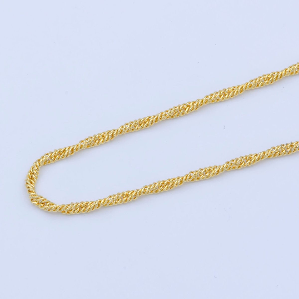 24K Gold Filled Dainty 1.5mm Twisted Singapore 18 Inch Layering Chain Necklace | WA-195 Clearance Pricing