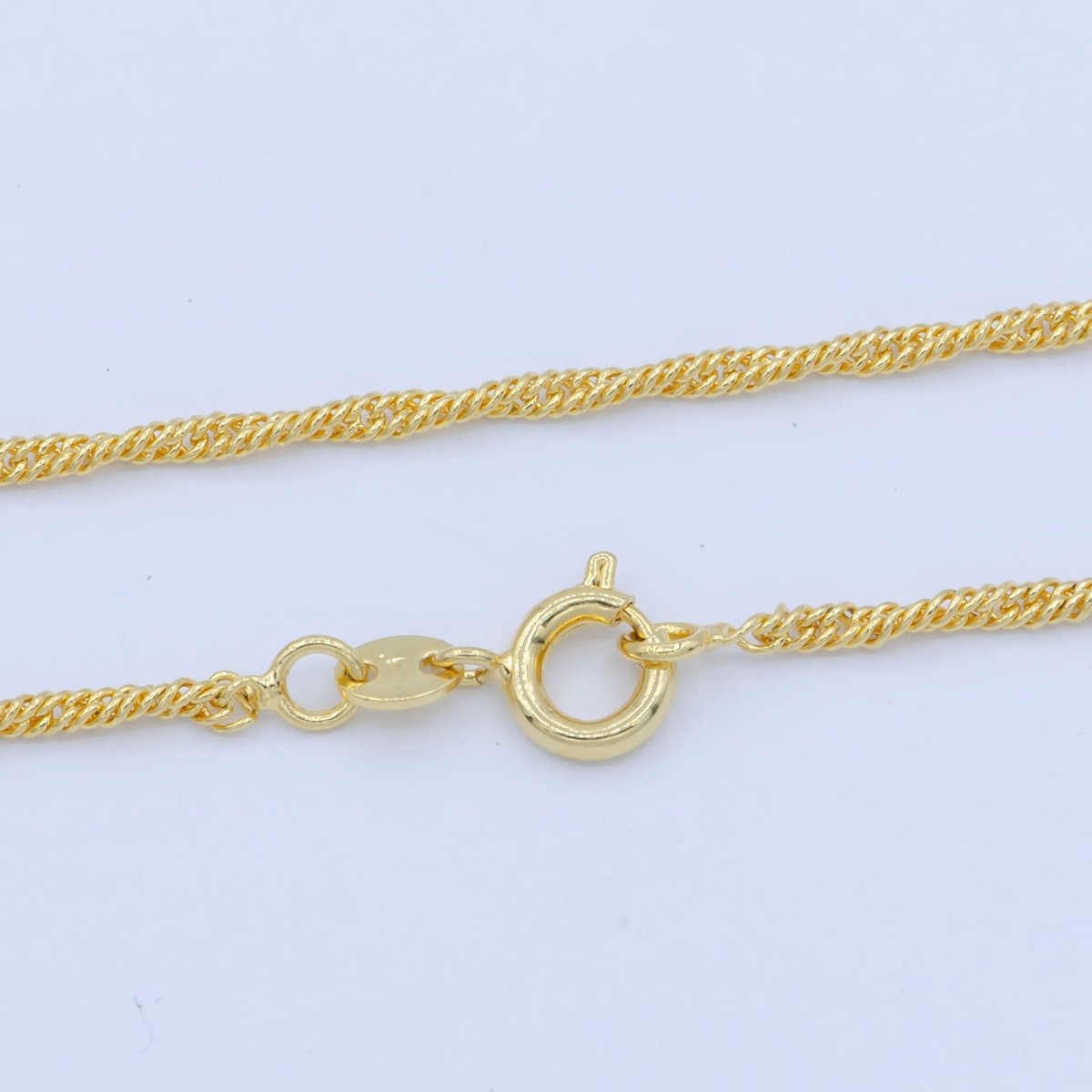 24K Gold Filled Dainty 1.5mm Twisted Singapore 18 Inch Layering Chain Necklace | WA-195 Clearance Pricing