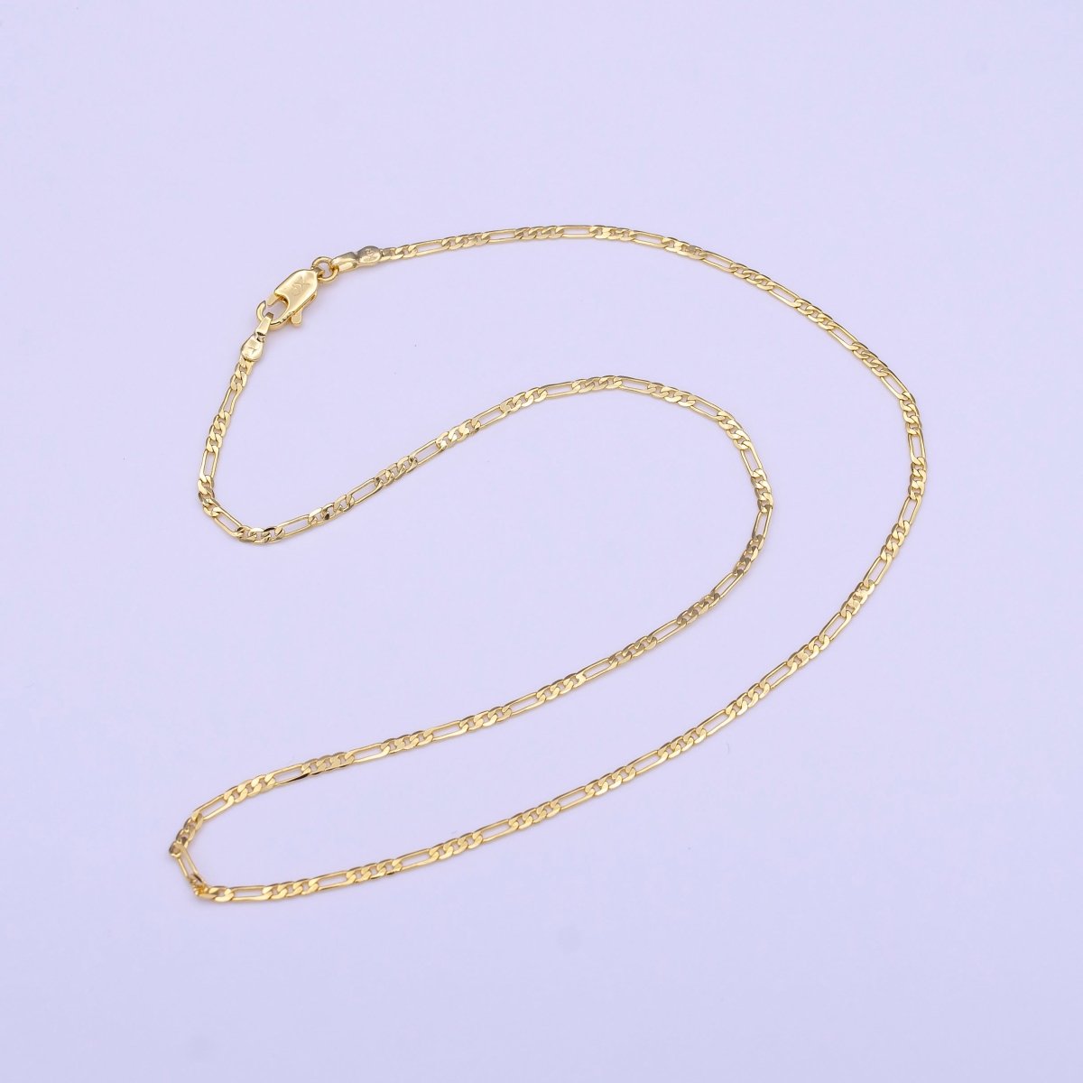 24K Gold Filled Dainty 1.8mm Figaro Chain 15.5 Inch Choker Necklace | WA-1455 Clearance Pricing
