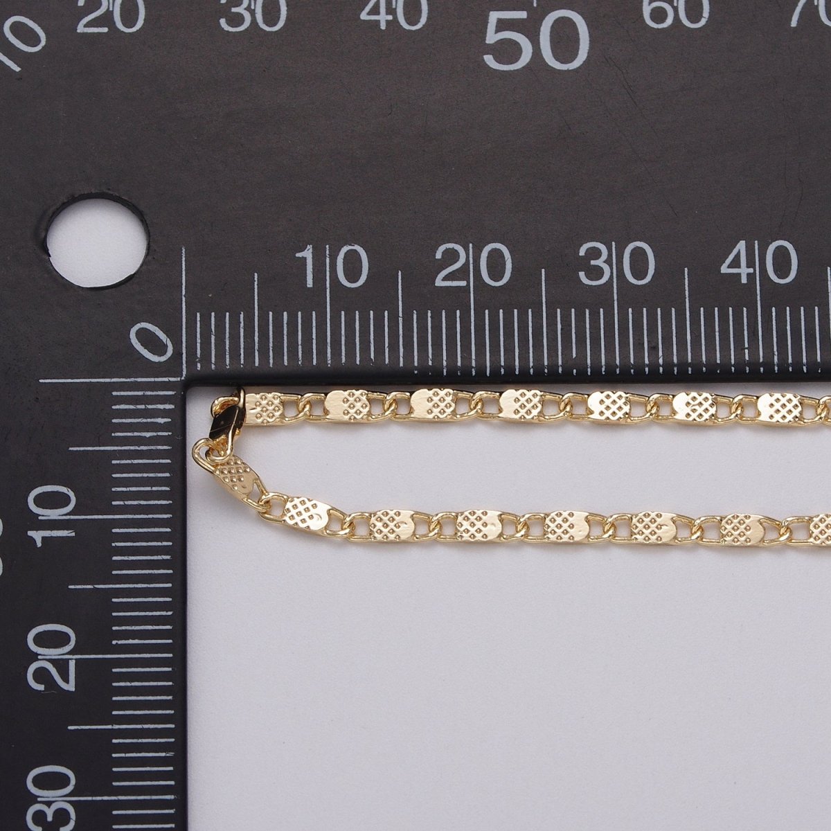 24K Gold Filled Dainty 2.2mm Scroll Dotted Flat Link Unfinished Chain by Yard | ROLL-1031
