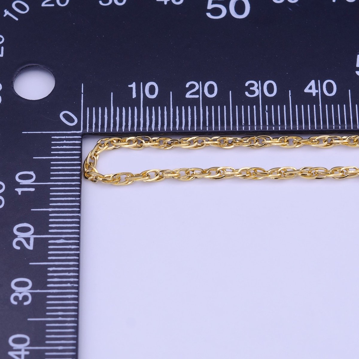 24K Gold Filled Dainty 2mm Espiga Link Connecting 16.25 Inch Chain Necklace | WA-1453 Clearance Pricing