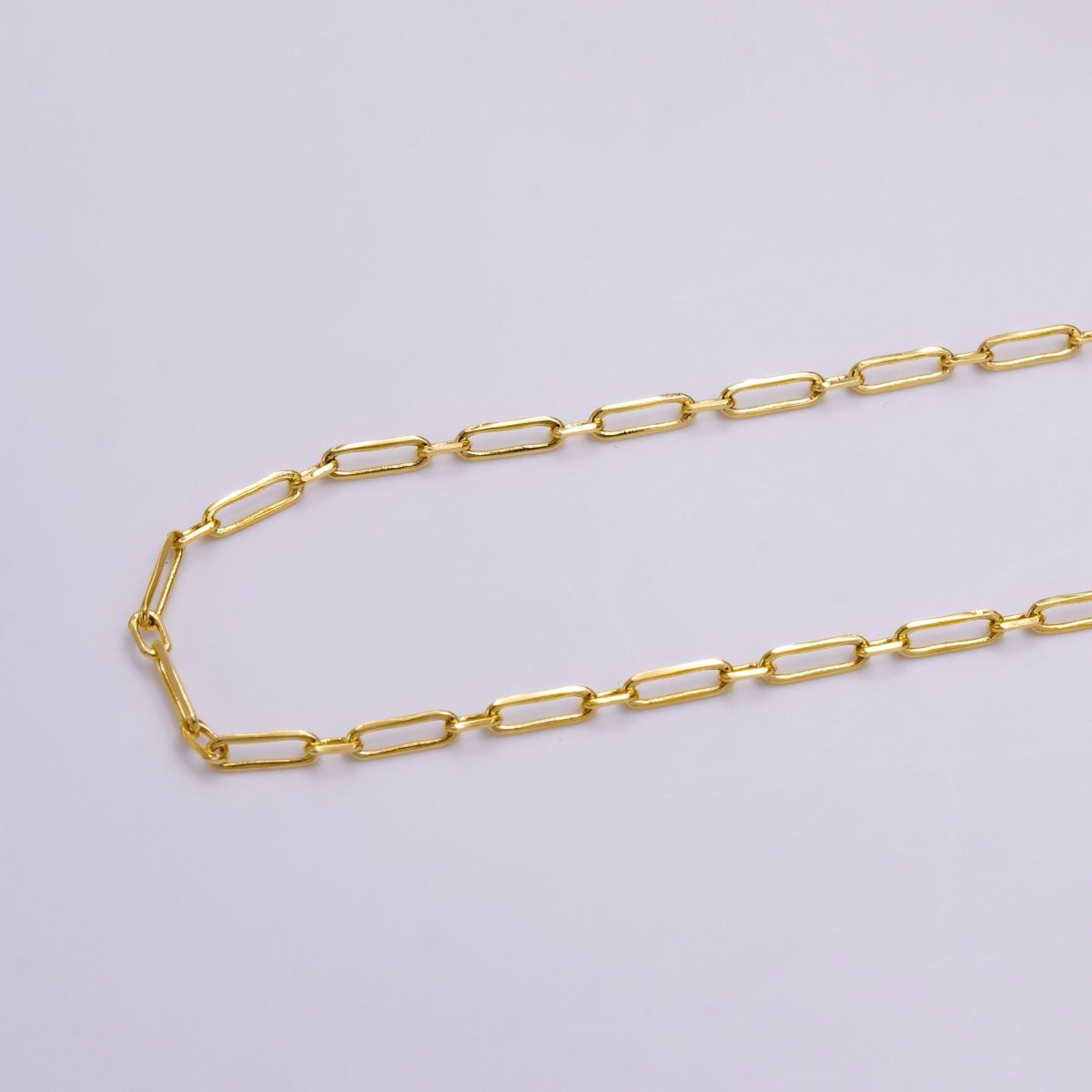 24K Gold Filled Dainty 2mm Paperclip Cable Link Unfinished Chain For Jewelry Making | ROLL-1380 Clearance Pricing