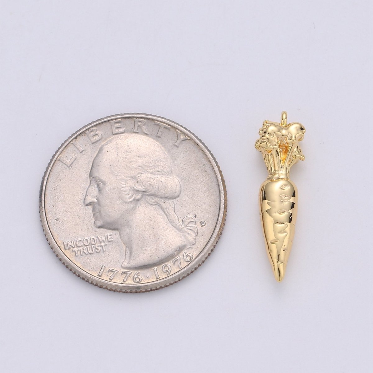 24K Gold Filled Dainty Cute Carrot Charm Vegetarian Vegetable Lover for Necklace or Bracelet K-349