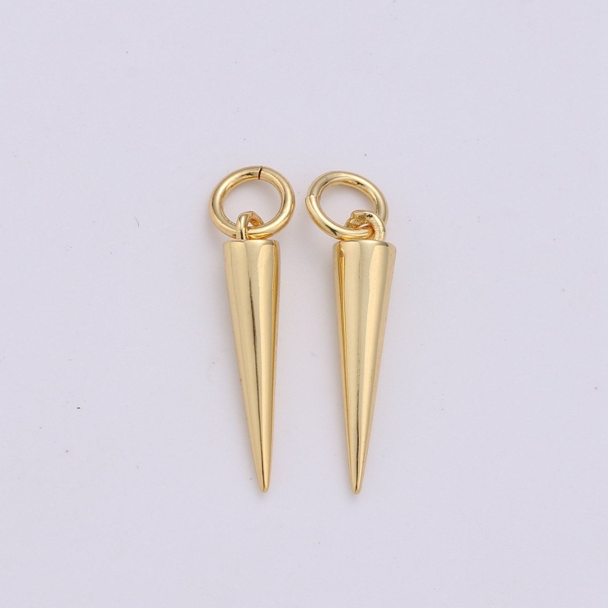 24k Gold Filled Dainty Gold Spike Charms Drop Pendulum Pendant Stud Charm Minimalist Jewelry Supply Findings for Necklace Earring Components E-254 E-255
