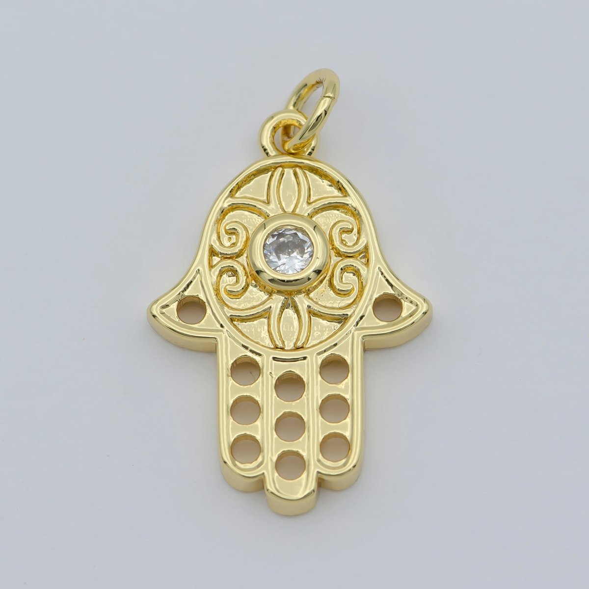 24K Gold Filled Dainty Hamsa Charm,Small Hamsa Heand Pendant,Simple Hamsa Jewelry, Hand of Fatima, Hand of Fatima Pendant, Evil Eye Charm M-365