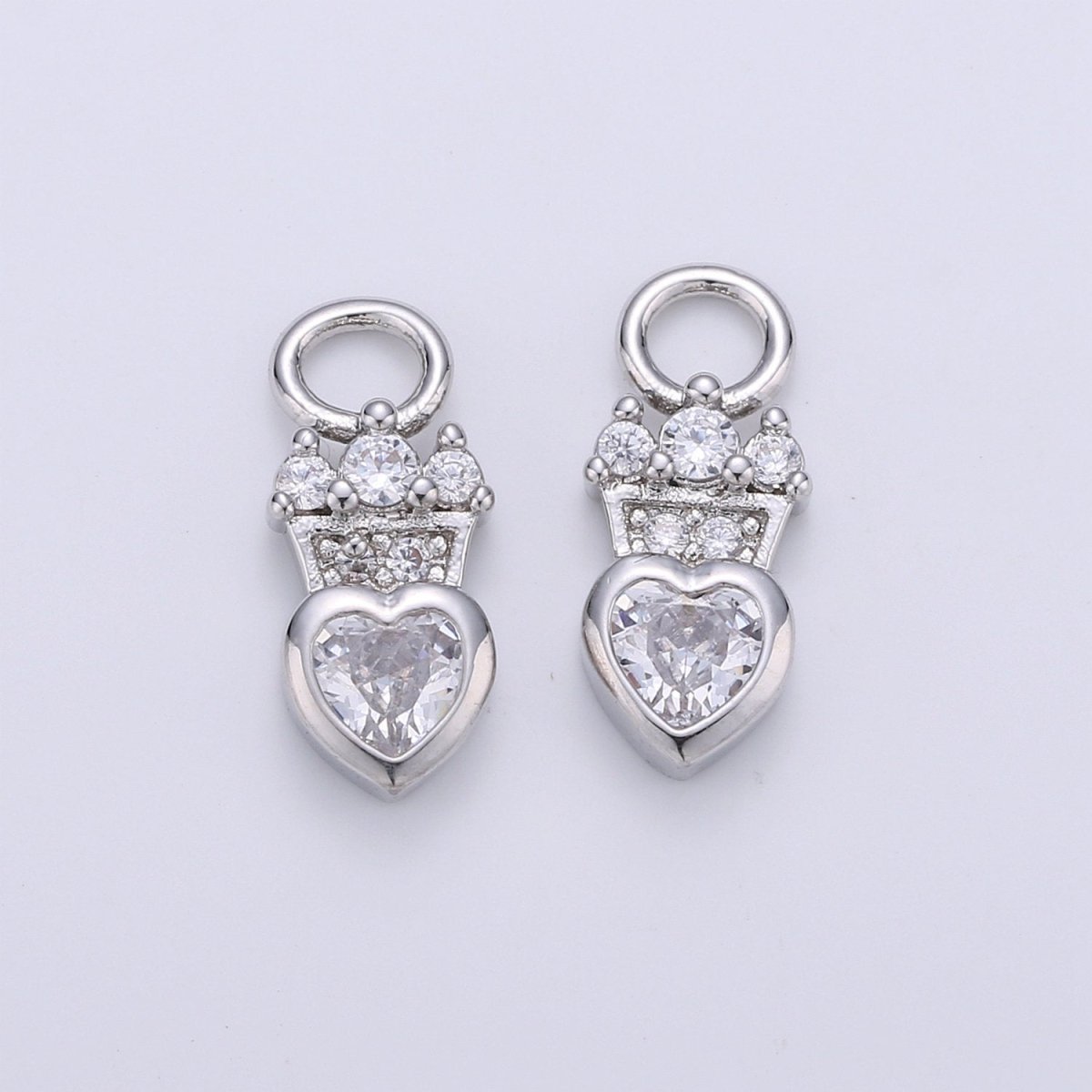 24K Gold Filled Dainty Heart Love Charm with Micro Pave Cubic Zirconia CZ Stone for Crown Necklace or Bracelet Component C-933 C-934