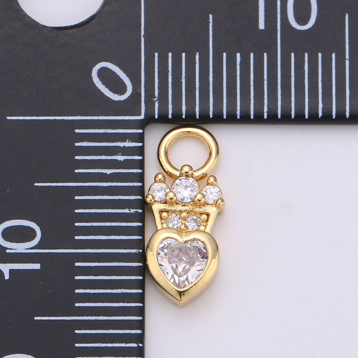 24K Gold Filled Dainty Heart Love Charm with Micro Pave Cubic Zirconia CZ Stone for Crown Necklace or Bracelet Component C-933 C-934
