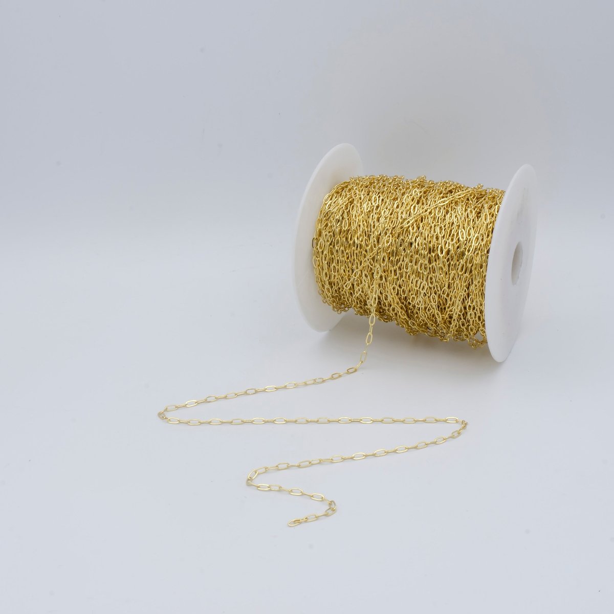24K Gold Filled Dainty Oval Rolo Gold Chain by Yard, Oval Link, Wholesale bulk Roll Chain for Jewelry Making, Width 2.4mm | ROLL-471 Clearance Pricing