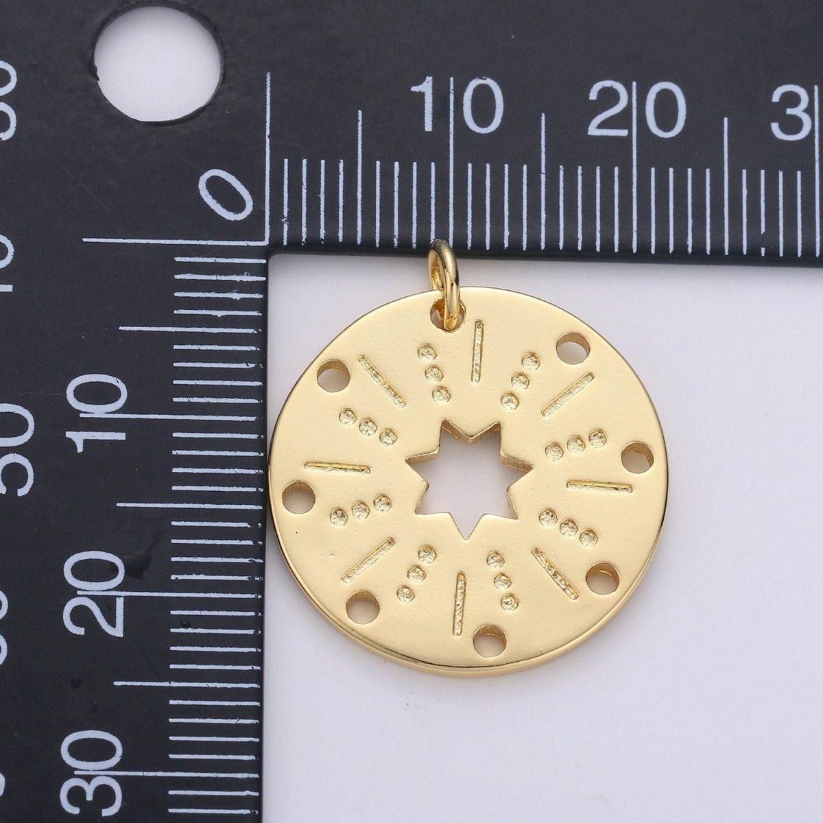 24k Gold Filled Datiny Gold Star charm, Disc charm Bohemian charms, Celestial Jewelry DIY bracelet charm Necklace Charm D-537
