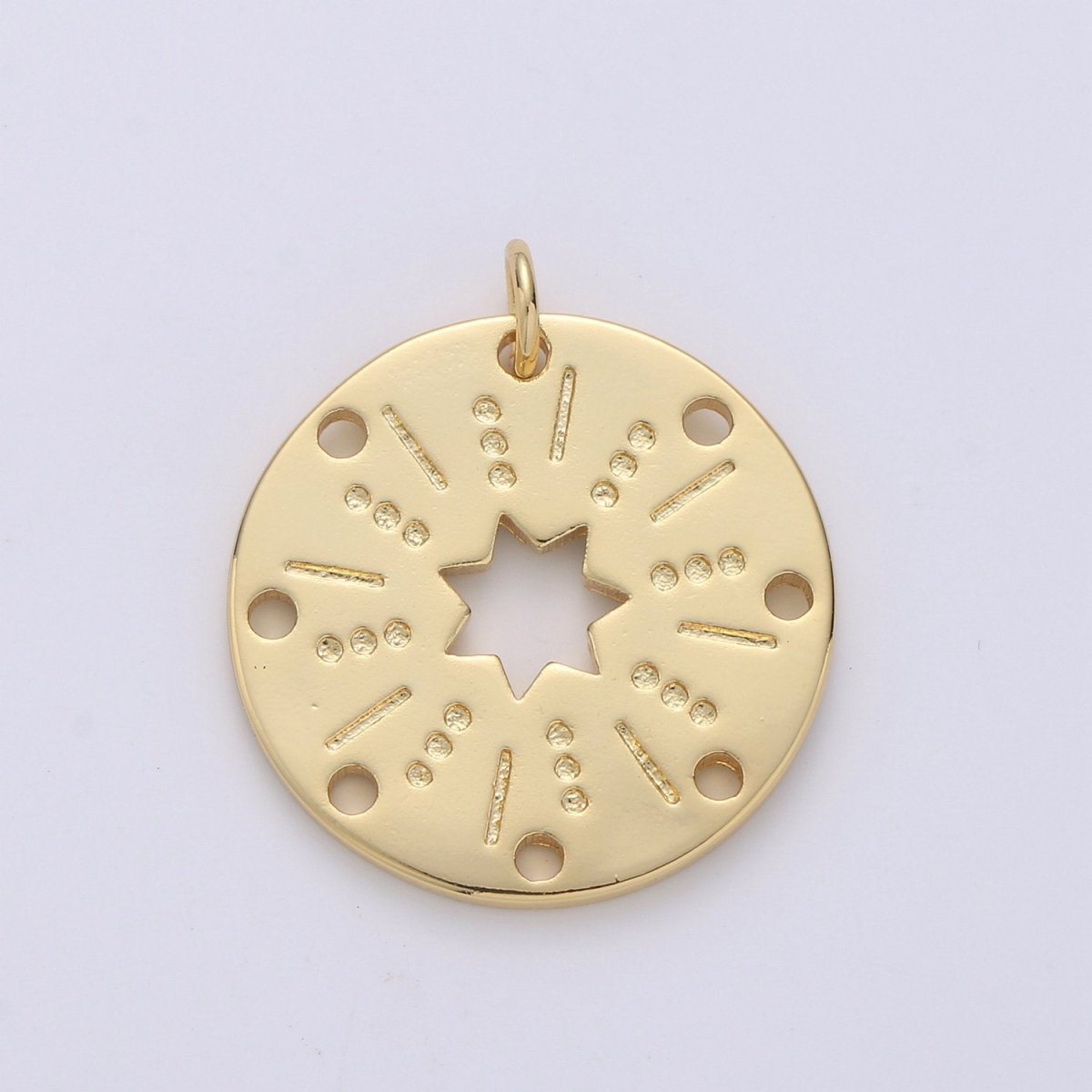24k Gold Filled Datiny Gold Star charm, Disc charm Bohemian charms, Celestial Jewelry DIY bracelet charm Necklace Charm D-537