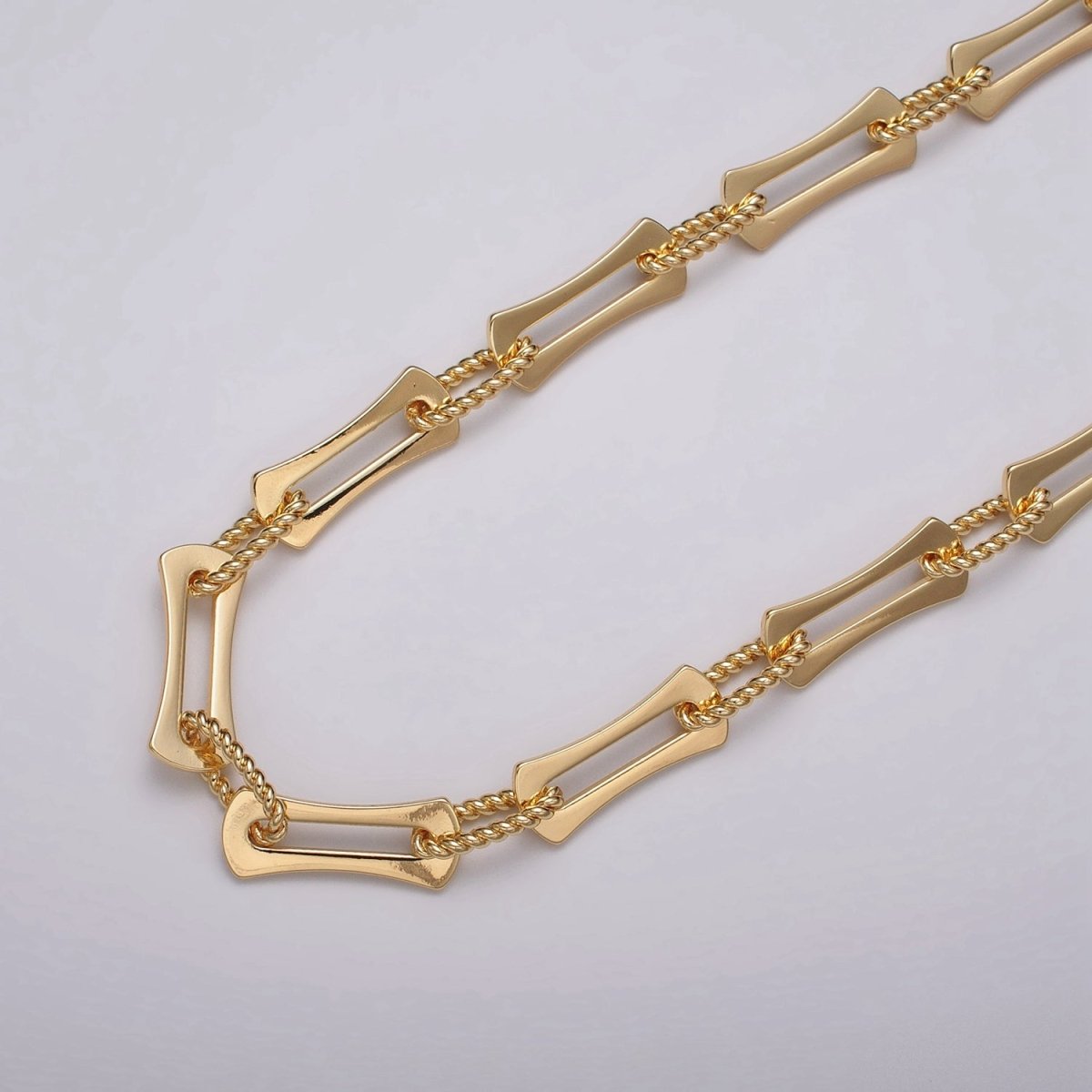 24k Gold Filled Designed Curved Paperclip Twisted Oblong Link Unfinished Chain in Gold & Silver | ROLL-1137, ROLL-1138 Clearance Pricing