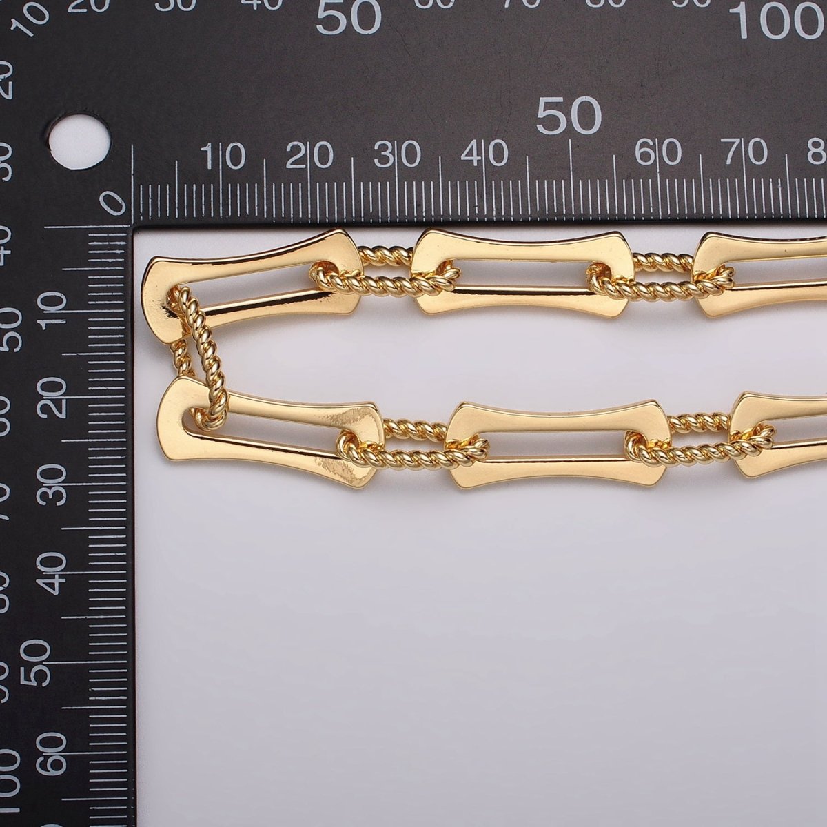24k Gold Filled Designed Curved Paperclip Twisted Oblong Link Unfinished Chain in Gold & Silver | ROLL-1137, ROLL-1138 Clearance Pricing
