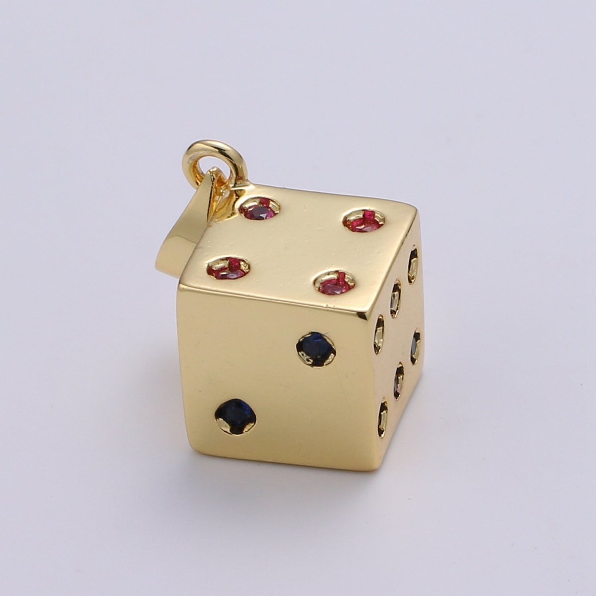 24K Gold Filled Dice, Dainty Dice, Gold Lucky Dice Charm Necklace Jewelry Craft Supply For Necklace Earring Bracelet Component | J249