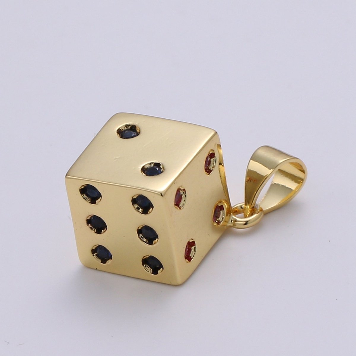 24K Gold Filled Dice, Dainty Dice, Gold Lucky Dice Charm Necklace Jewelry Craft Supply For Necklace Earring Bracelet Component | J249