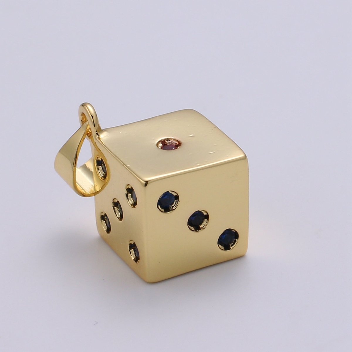 24K Gold Filled Dice, Dainty Dice, Gold Lucky Dice Charm Necklace Jewelry Craft Supply For Necklace Earring Bracelet Component | J249