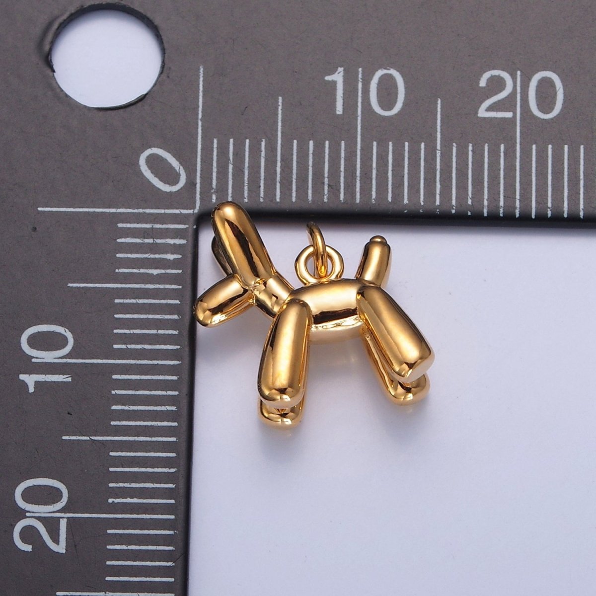 24K Gold Filled Dog Balloon Animal Charm, Dainty Birthday Charm For DIY Jewelry Making | W-148