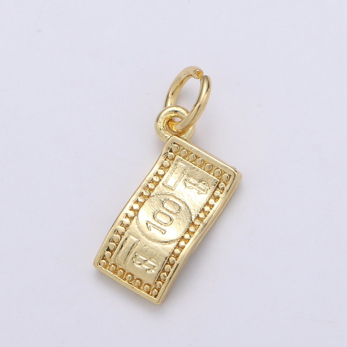 24K Gold Filled dollar Paper Money "$100" Charm  E-063