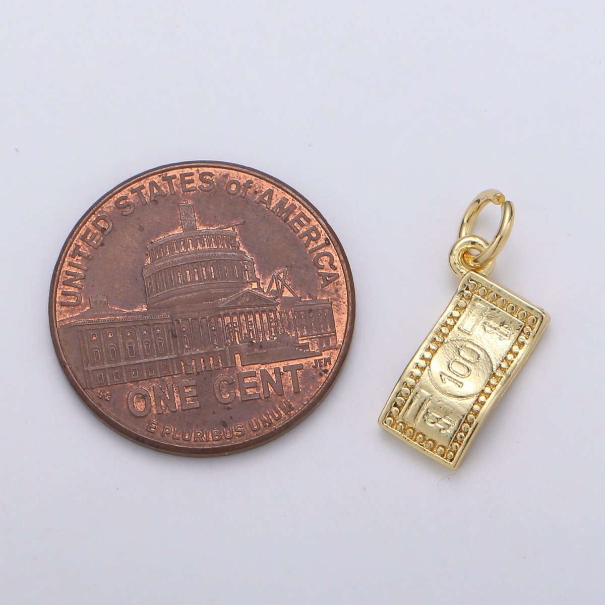 24K Gold Filled dollar Paper Money "$100" Charm  E-063
