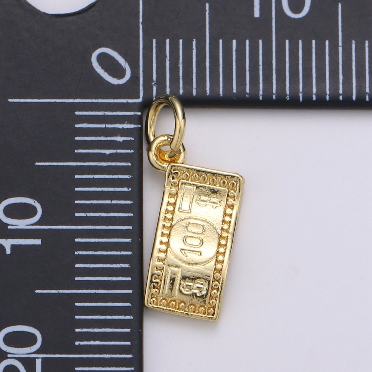 24K Gold Filled dollar Paper Money "$100" Charm  E-063