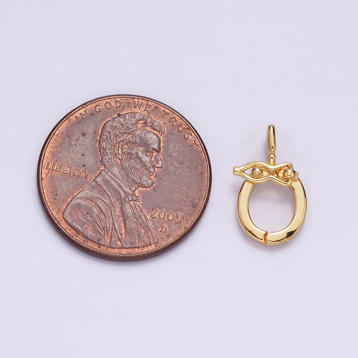 24K Gold Filled Double Bead Snap Open Loop Interchangeable Charm Holder | Z-444